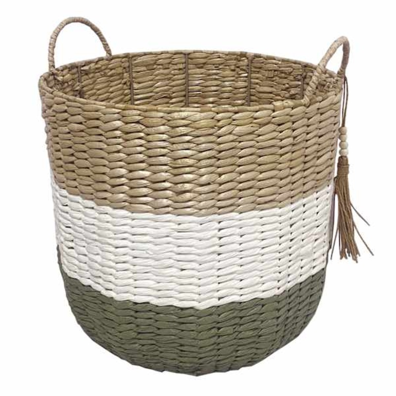 Sage Round Paper Storage Basket Medium | At Home