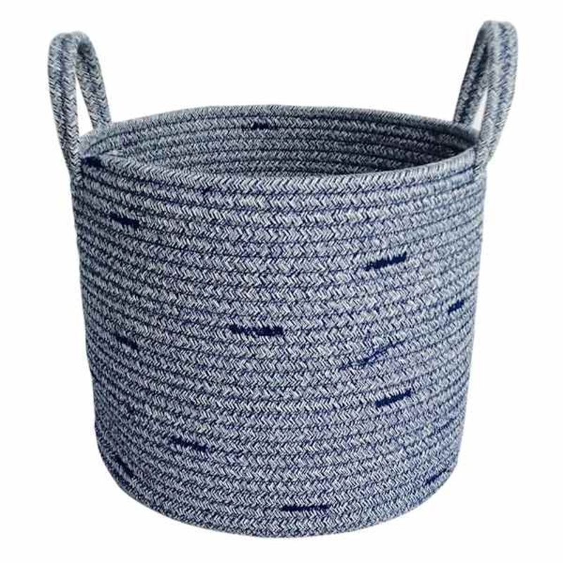 Tiny Dreamers Blue Round Cotton Rope Storage Basket, Medium
