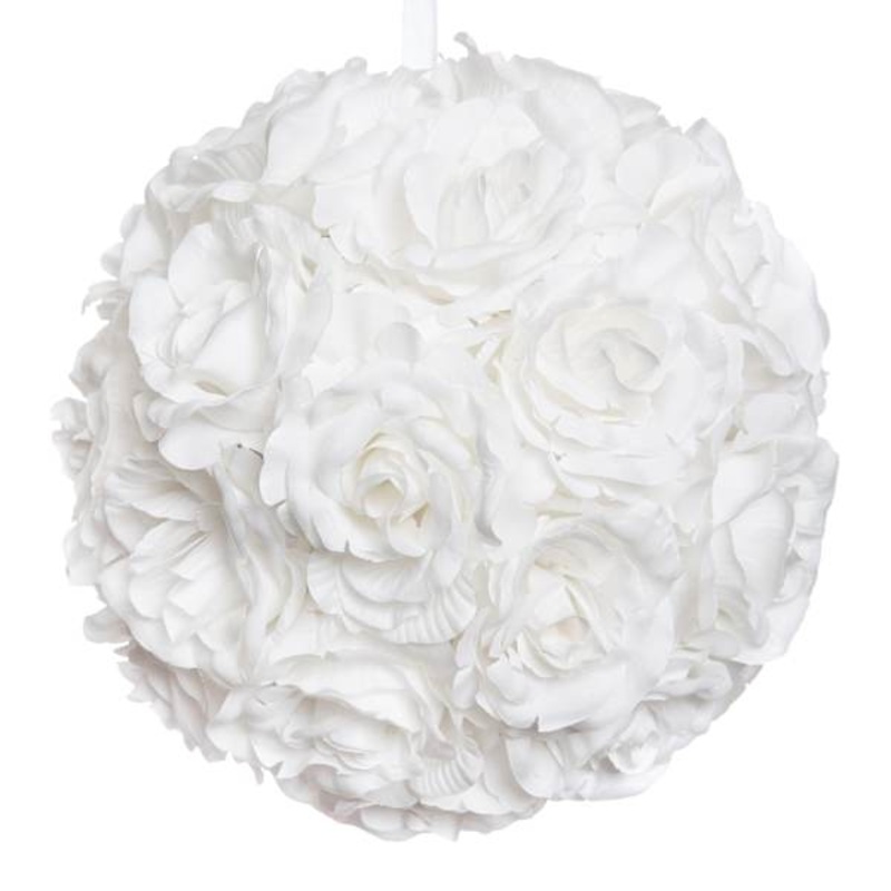 White Rose Kissing Ball, 8″