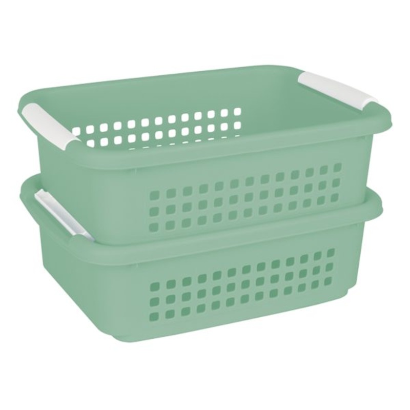 2-Pack Sage Stacked Nest Storage Basket, Medium