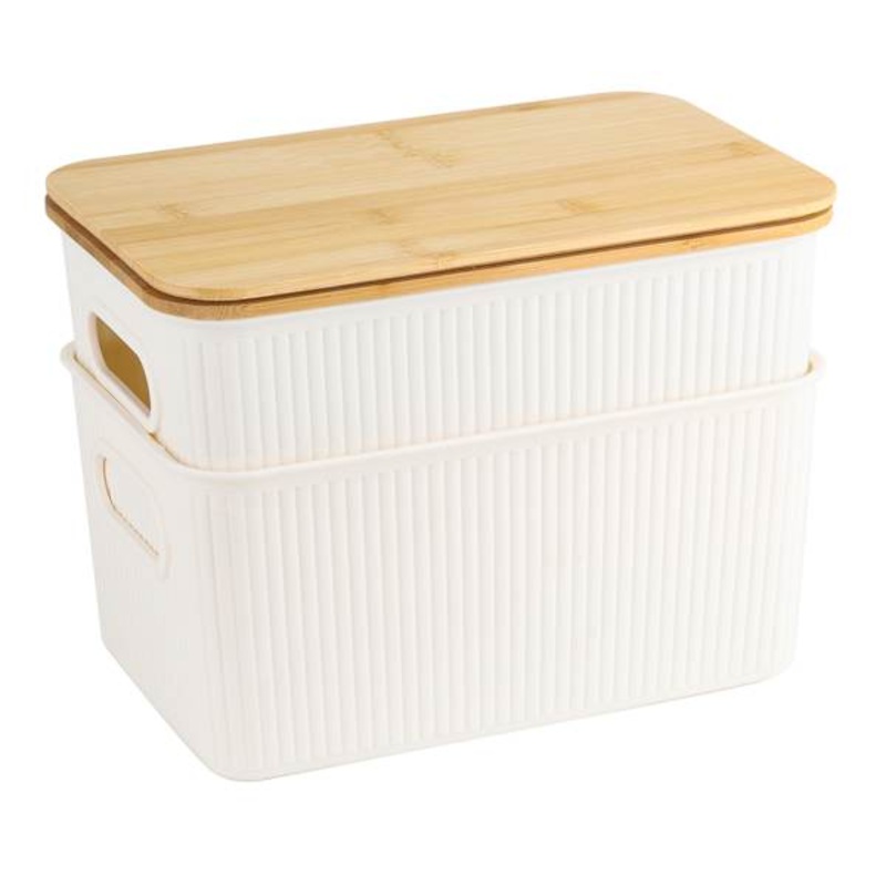 Basket with Bamboo Lid Small 2-Pack | At Home