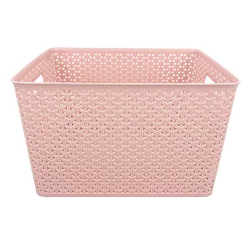 Blush Pink Y Weave Storage Basket Small | At Home