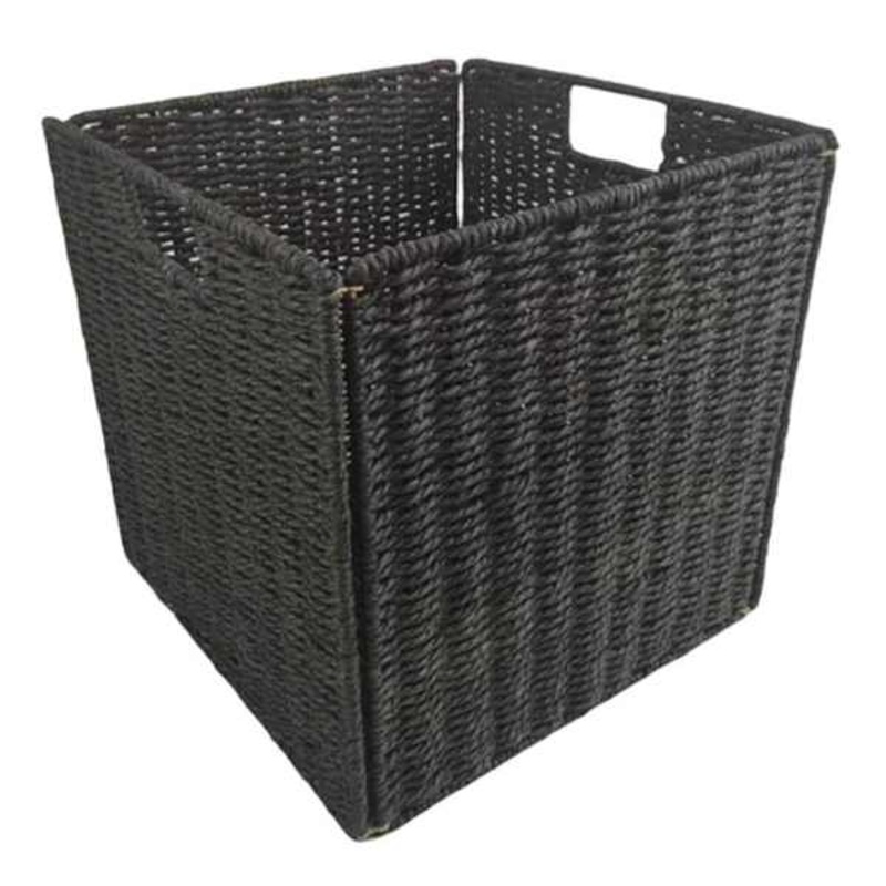 Collapsible Paper Rope Storage Cube, Black
