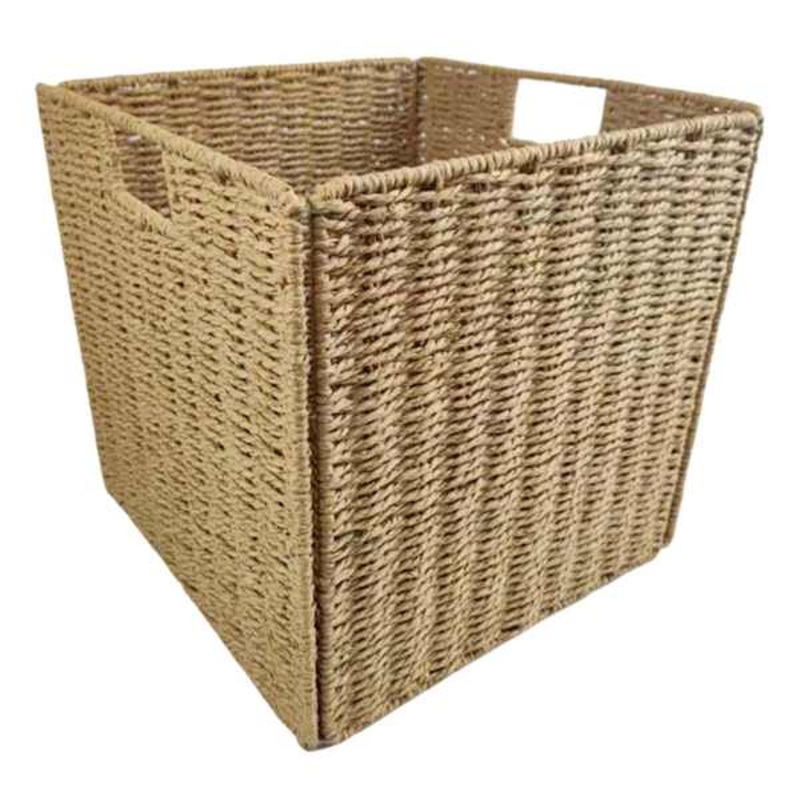Collapsible Paper Rope Storage Cube, Natural