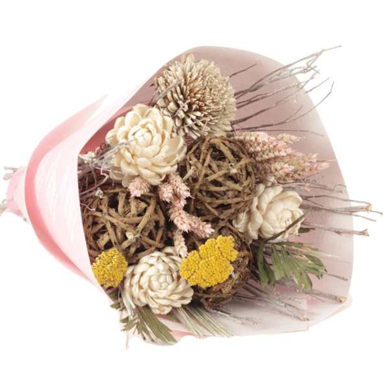 Dried Yellow & Natural Confetti Bouquet, 27″