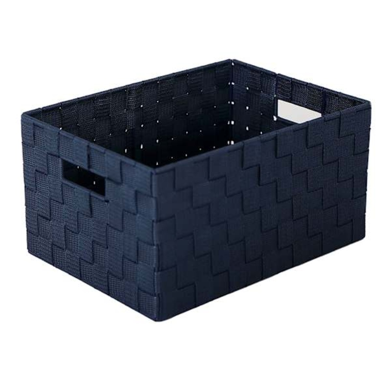Frankin Navy Blue Woven Rectangle Storage Basket, Medium