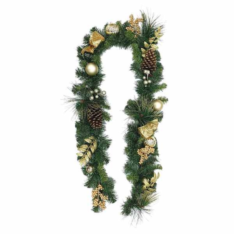 Gold Berry Ribbon and Pinecone Garland 6′ | Holiday Dcor | At Home