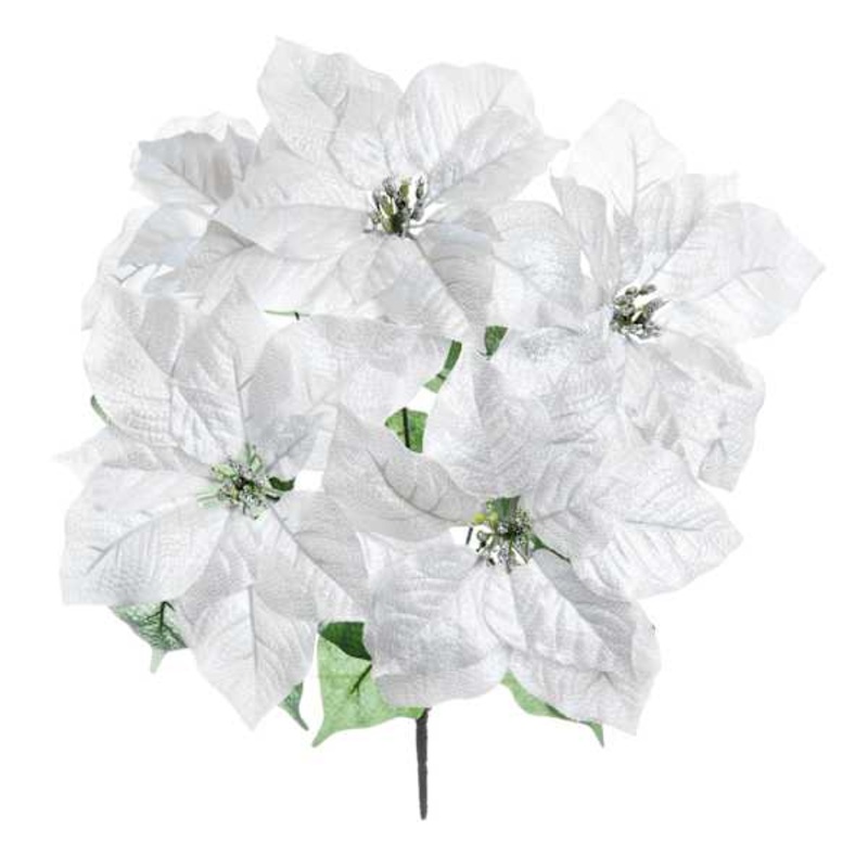 Metallic Poinsettia Floral Spray 18″ | Elegant Holiday Decor | At Home