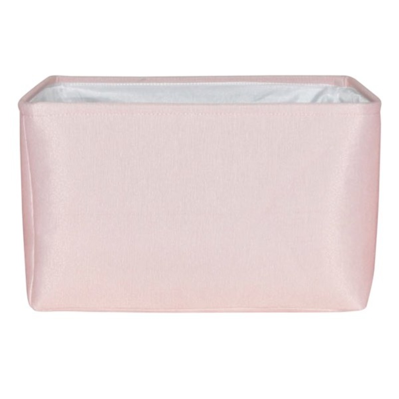 Pearl Blush Pink Rectangle Fabric Storage Basket, Small