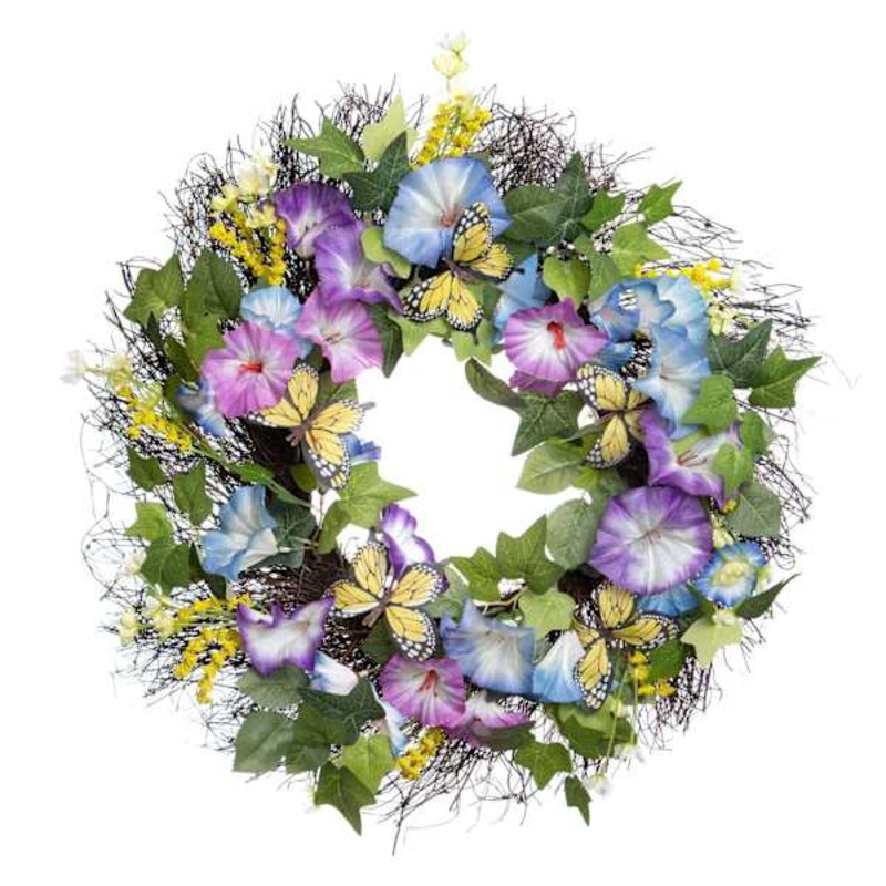 Petunia, Daisy & Butterfly Wreath, 22″