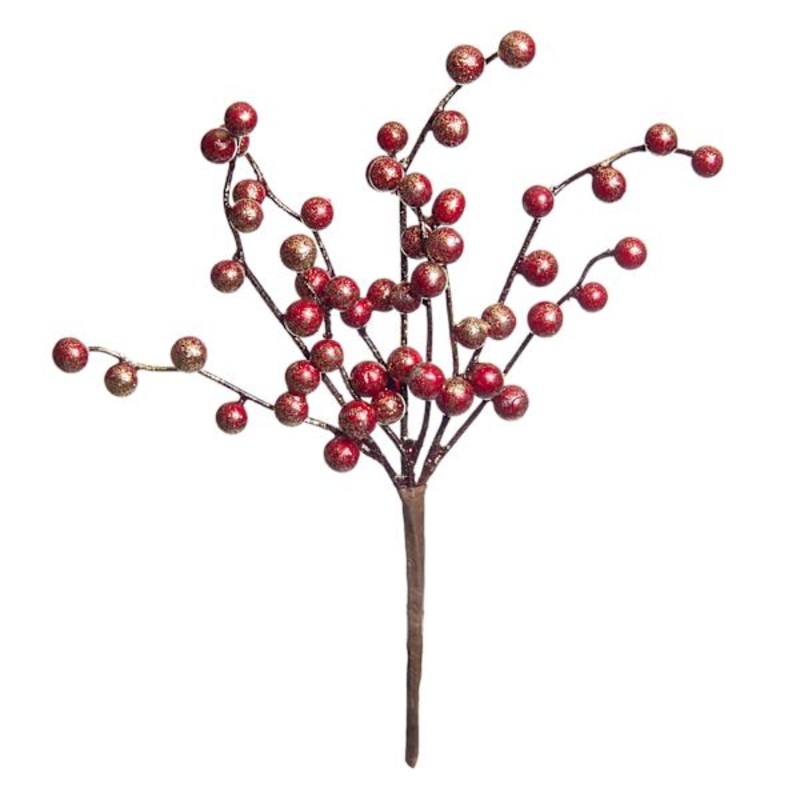 Red Glittered Berry Pick 12″ | Floral Picks | At Home