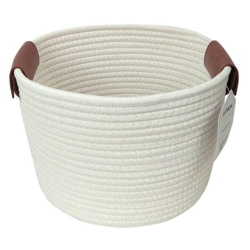 Trist White Tall Round Storage Bin Medium | At Home