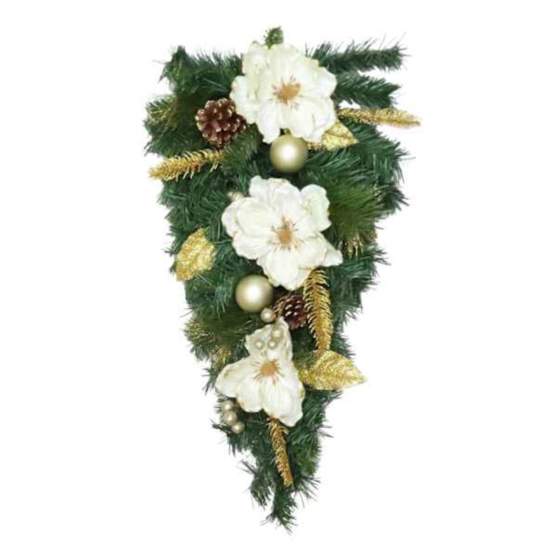 White Magnolia Teardrop Wreath 28″ | Wreaths | At Home