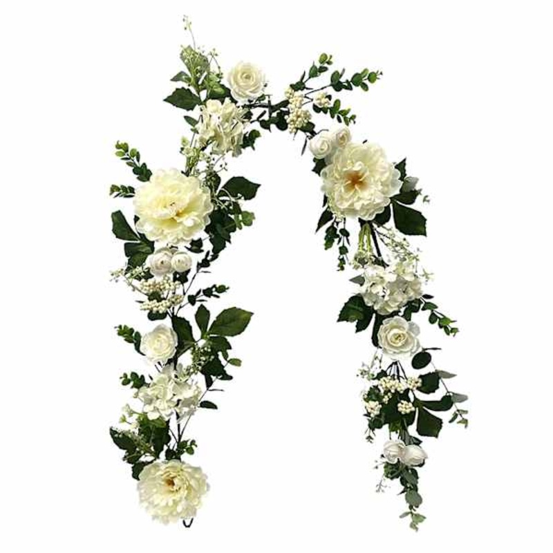 White Peony & Ranunculus Mix Garland, 72″