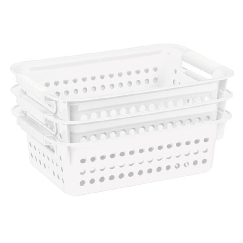 3-Pack White Circle Cutout Storage Basket 5L | At Home