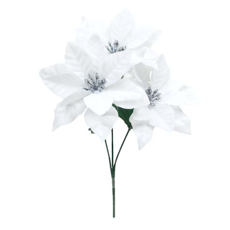 3-Pack White Poinsettia Bush, 12.5″