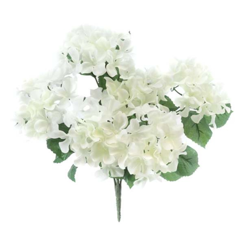 6-Head White Hydrangea Floral Spray, 17″