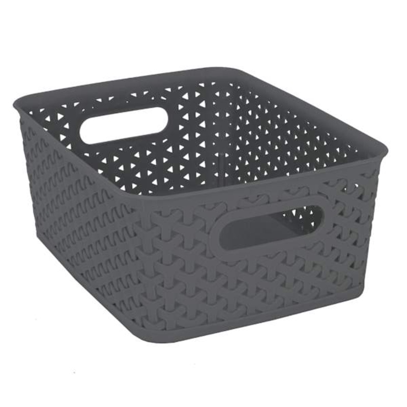 Grey Y-Weave Storage Basket, Small