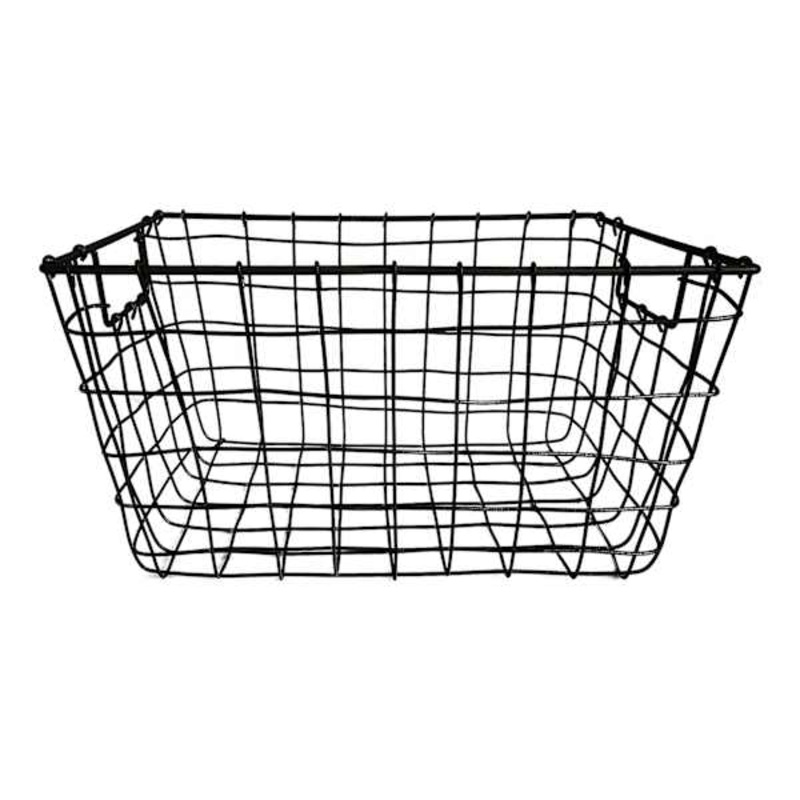Honeybloom Tapered Dark Grey Metal Storage Basket, Small