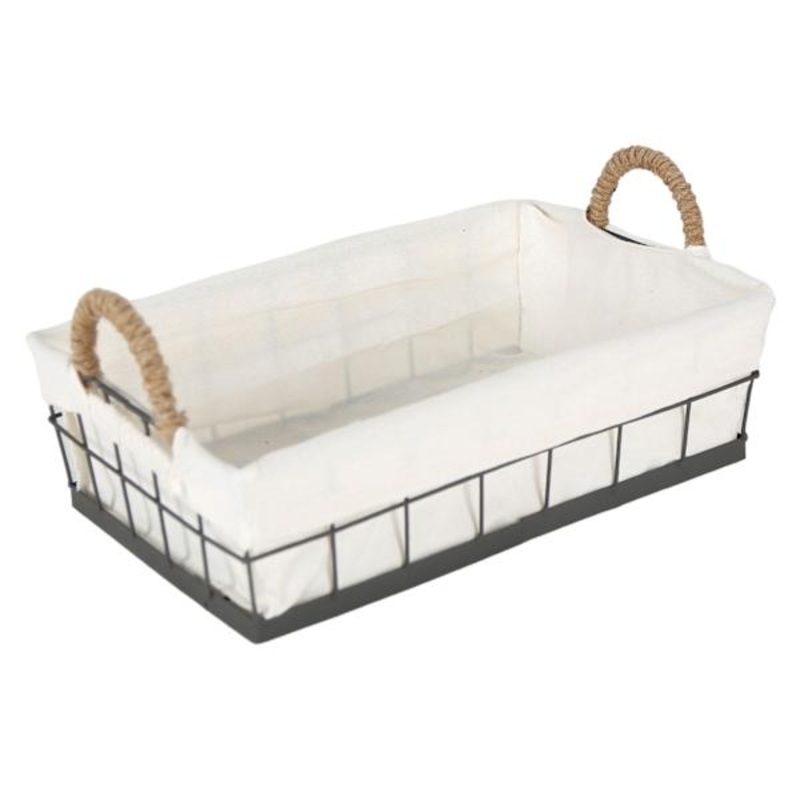 Lined Rectangle Wire Storage Basket, Small