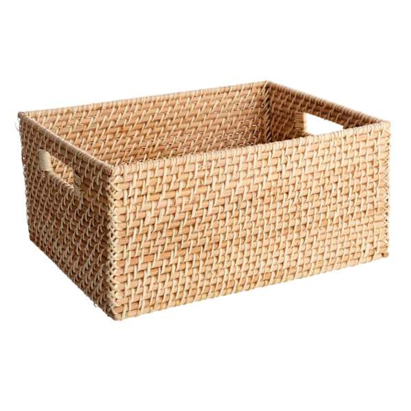 REAL SIMPLE Rectangle Rattan Storage Basket, Large
