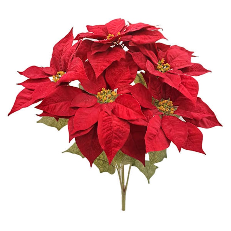 Red Poinsettia Bush 20″ | Traditional Holiday Floral | At Home