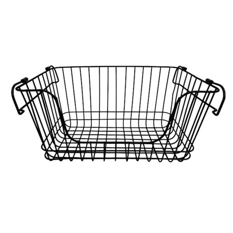 Stanley Black Metal Wire Stack Storage Basket, Large