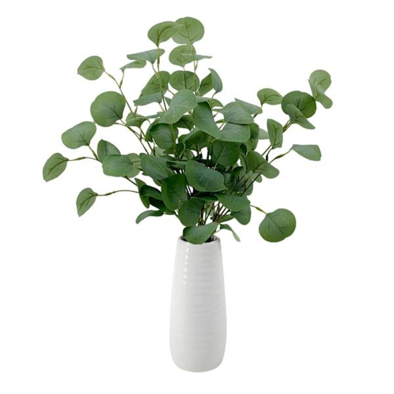Tracey Boyd Eucalyptus in White Ceramic Pot, 24″