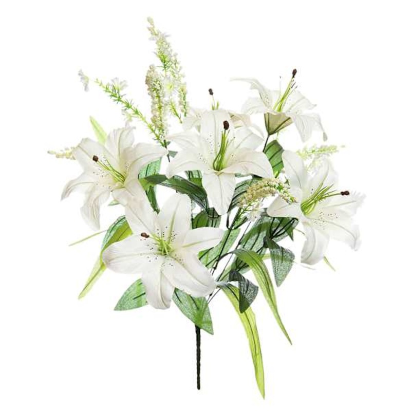 White Tiger Lily & Astilbe Floral Spray, 19″