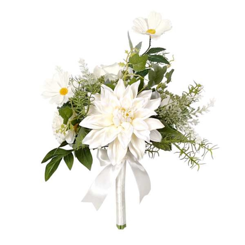 Willow Crossley White Mixed Floral & Greenery Bouquet, 14″