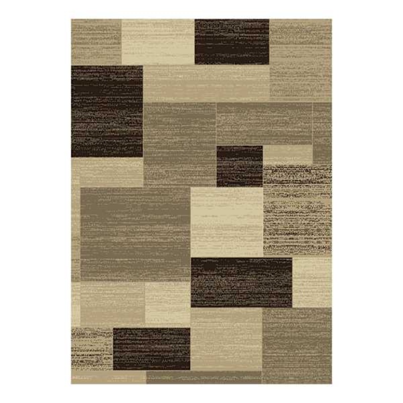 (B446) Romance Tan & Brown Geometric Area Rug, 5×7