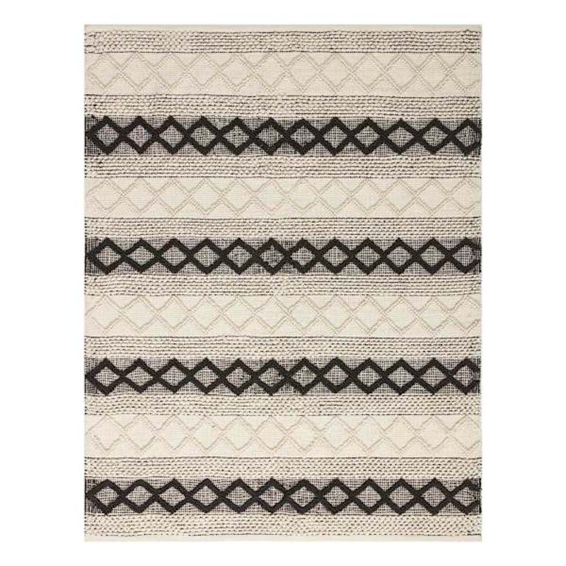 (B673) Found & Fable Noah Black & White Woven Area Rug, 8×10