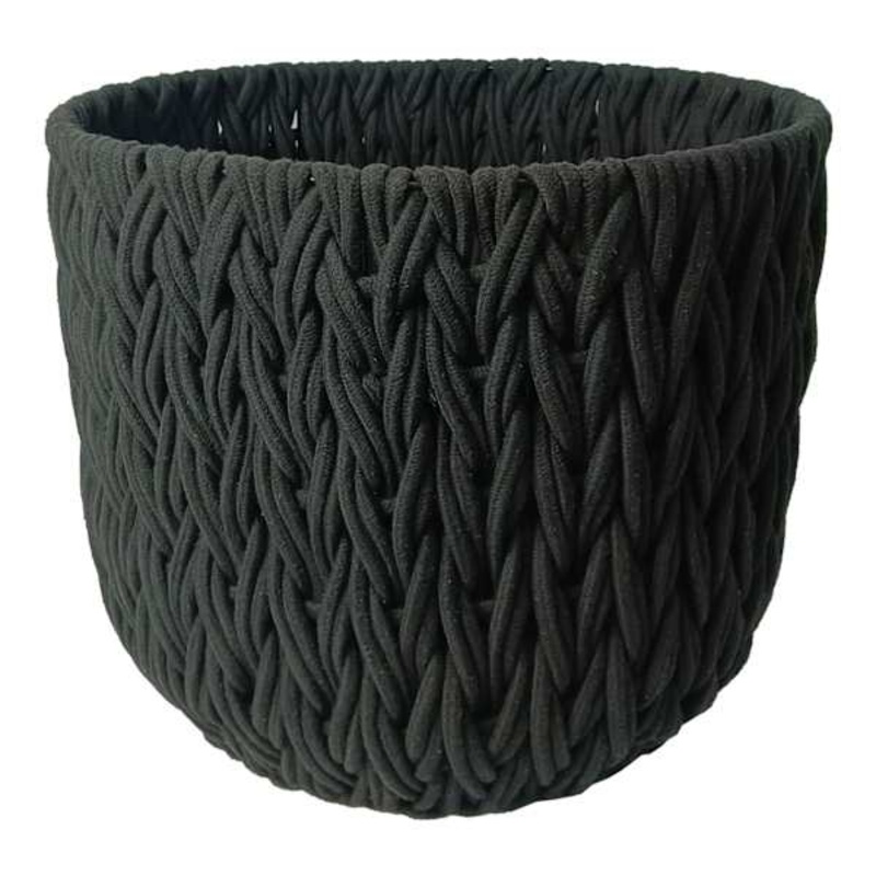 Black Chunky Round Fabric Storage Basket, Large