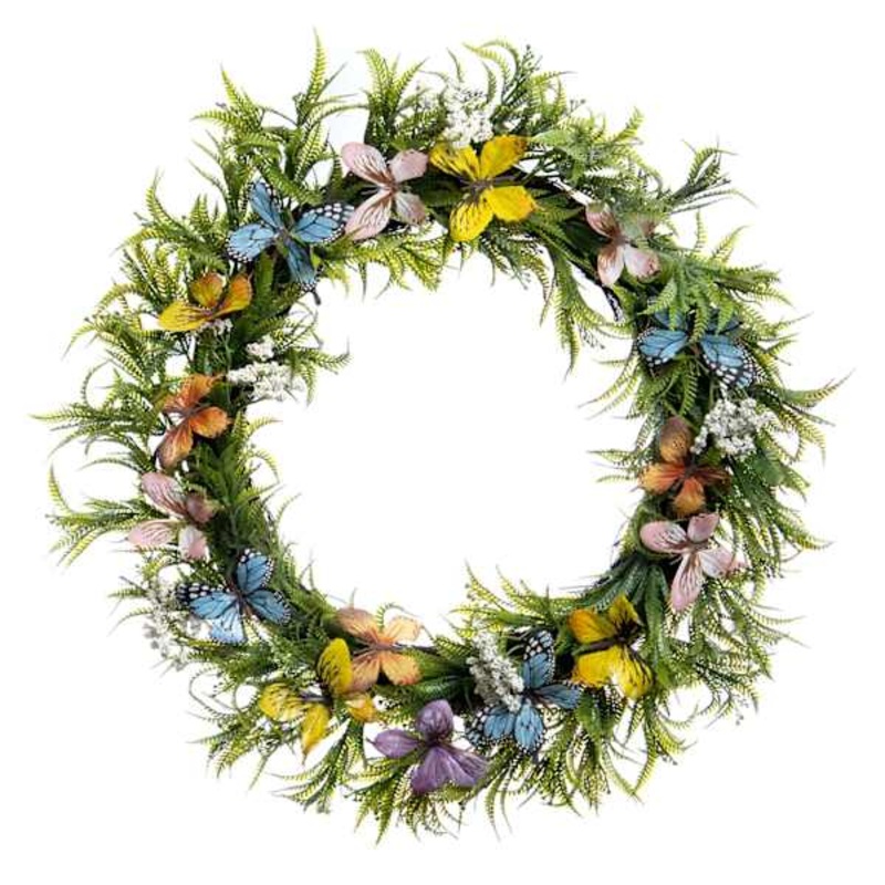 Butterfly & Fern Wreath, 22″