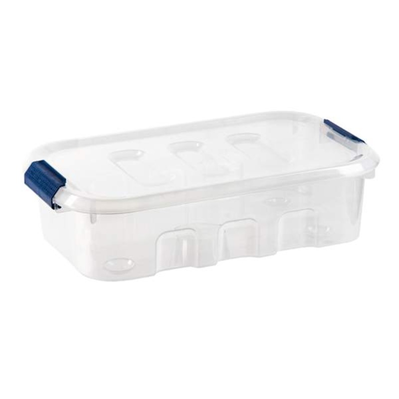 Clear Storage Bin with Blue Latch Lid 8L | At Home