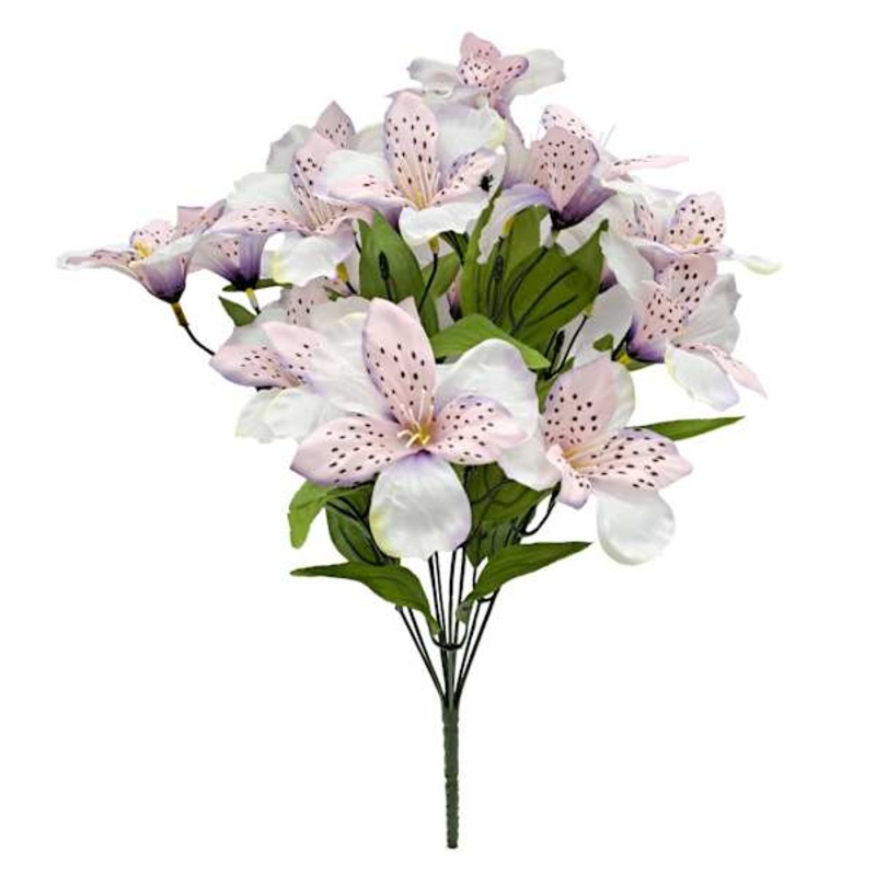 Cream & Purple Alstroemeria Bush, 18″