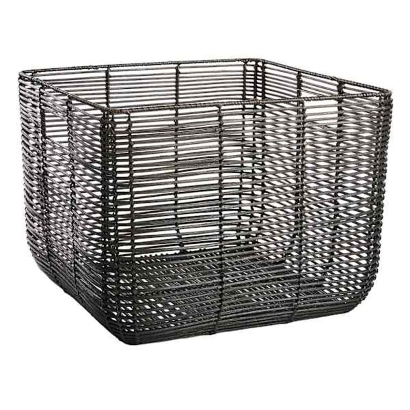 Found & Fable Black Square Rattan Storage Basket, Large
