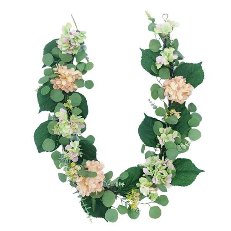 Green & Pink Hydrangea Garland, 72″