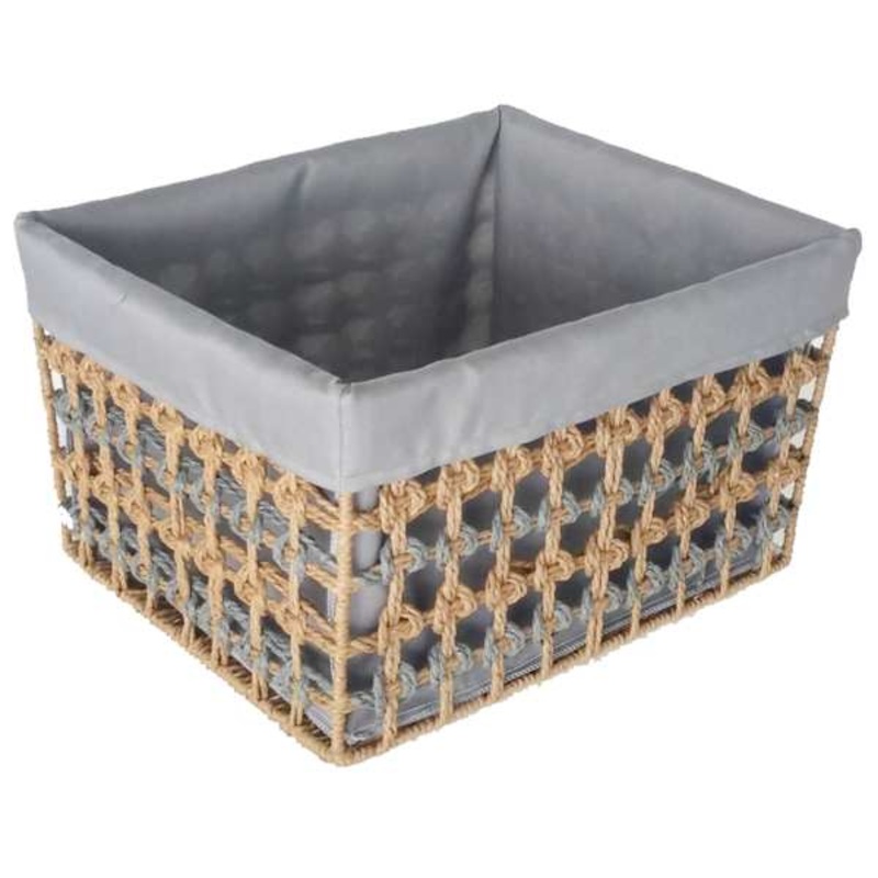 Open Weave Paper Rope Storage Basket with Grey Liner Medium | At Home