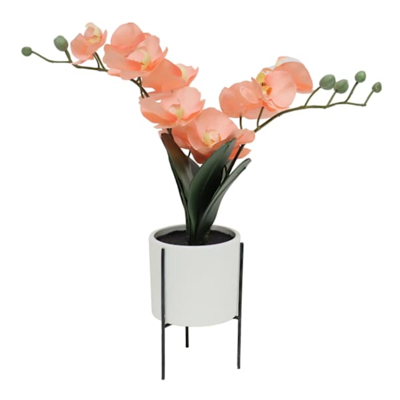 Orange Real-Feel Orchid in Pot, 18″
