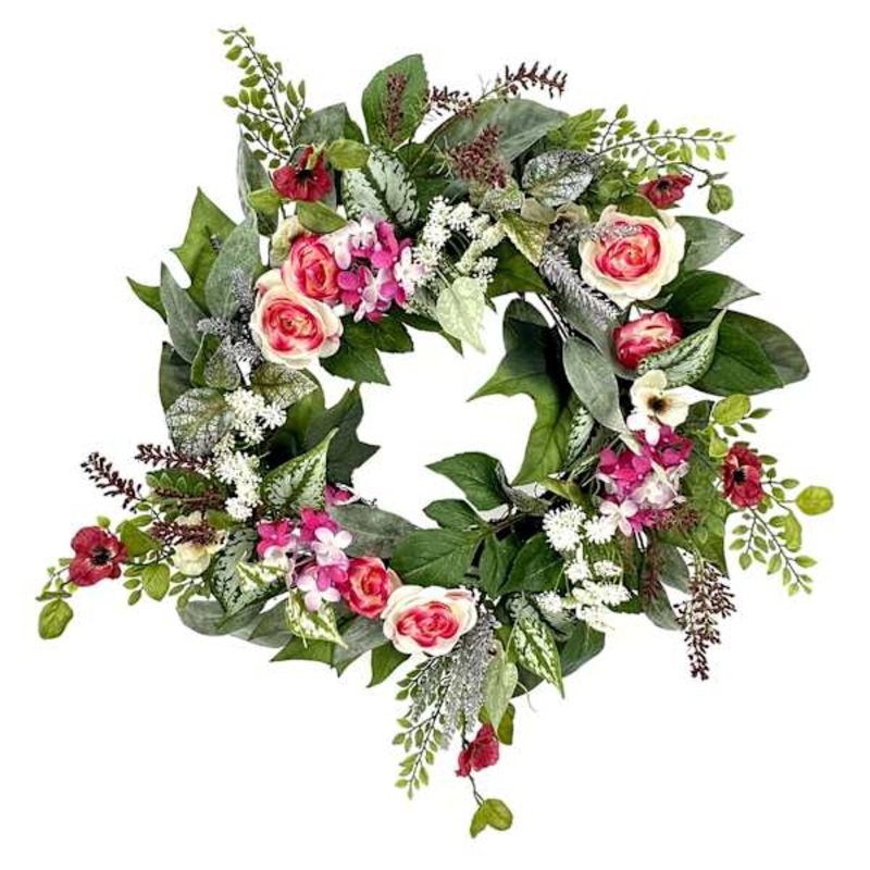 Ranunculus & Snowball Wreath, 24″