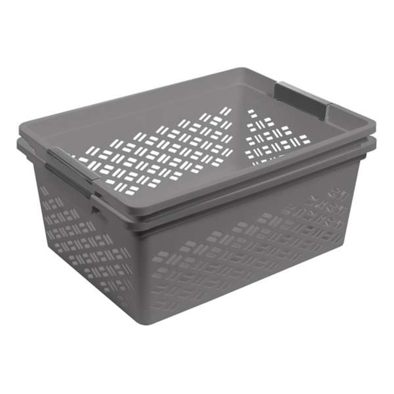 2-Pack Grey Brickor Stacking Basket, Large