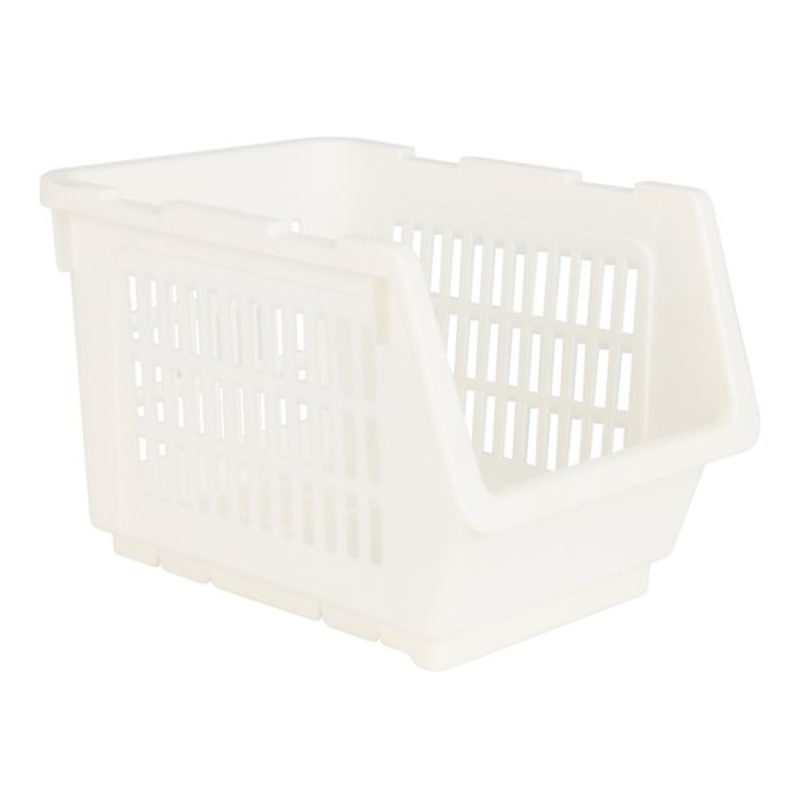 2-Pack White Stackable Storage Basket, Extra Small