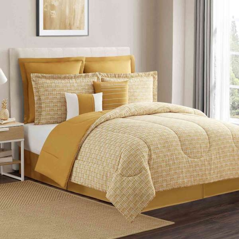 8-Piece Casey Gold Essential Comforter Set, Twin