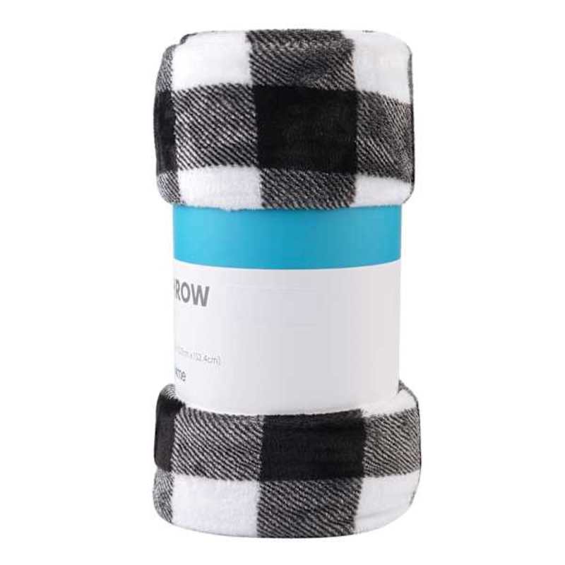 Black & White Buffalo Plaid Plush Throw Blanket, 50×60