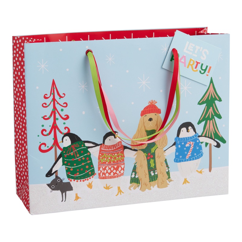 Medium White Snow Day Holiday Gift Bag