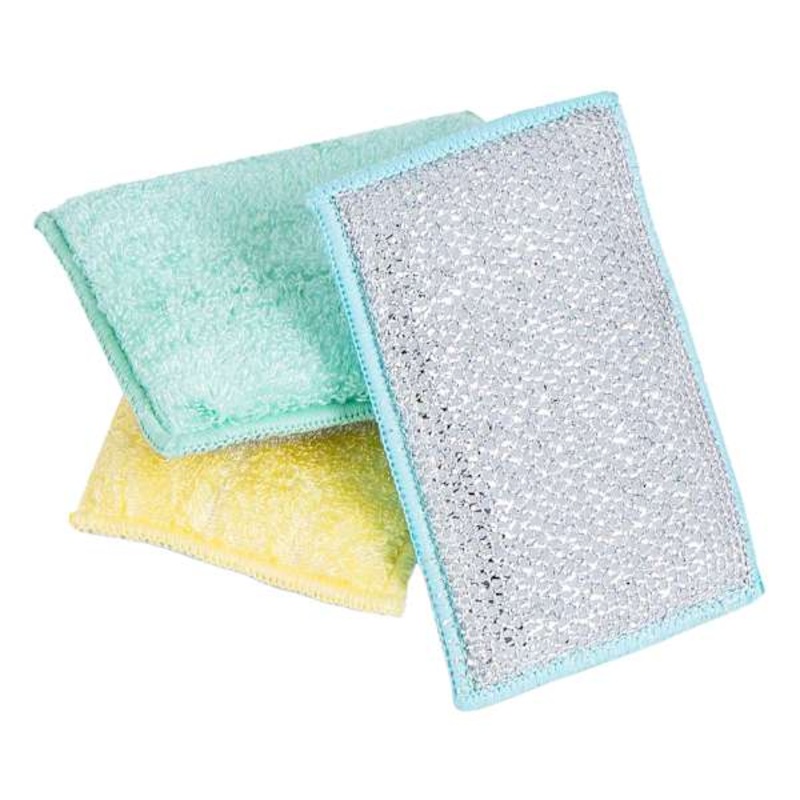 Set of 3 Bamboo Heavy Duty Smart Sponge, Blue, Mint, Yellow