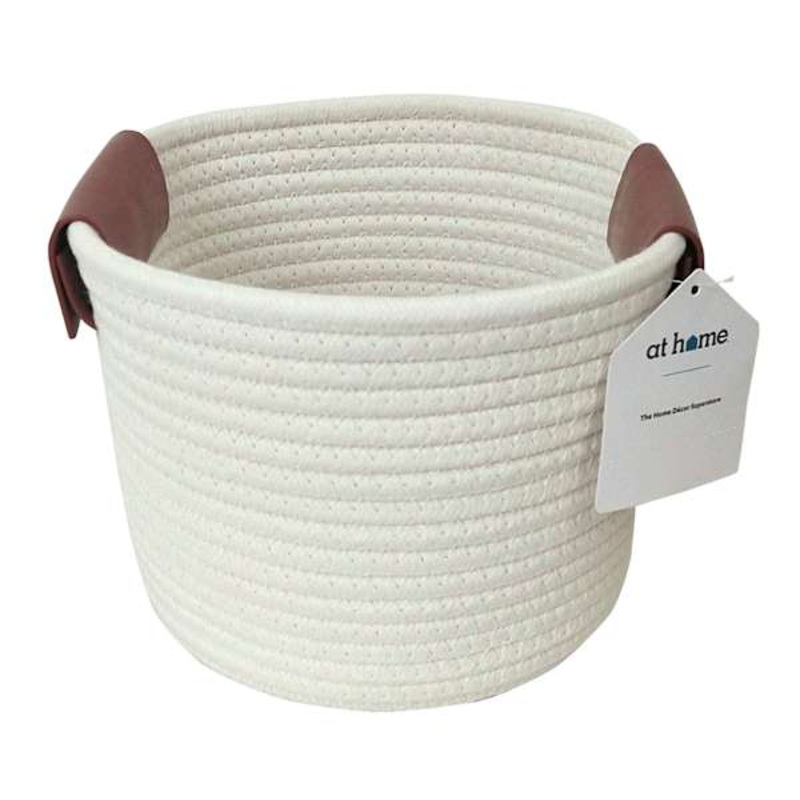 Trist White Tall Round Storage Bin, Small