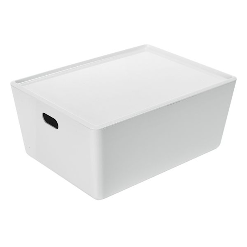 White Modular Storage Bin with Lid, 11l