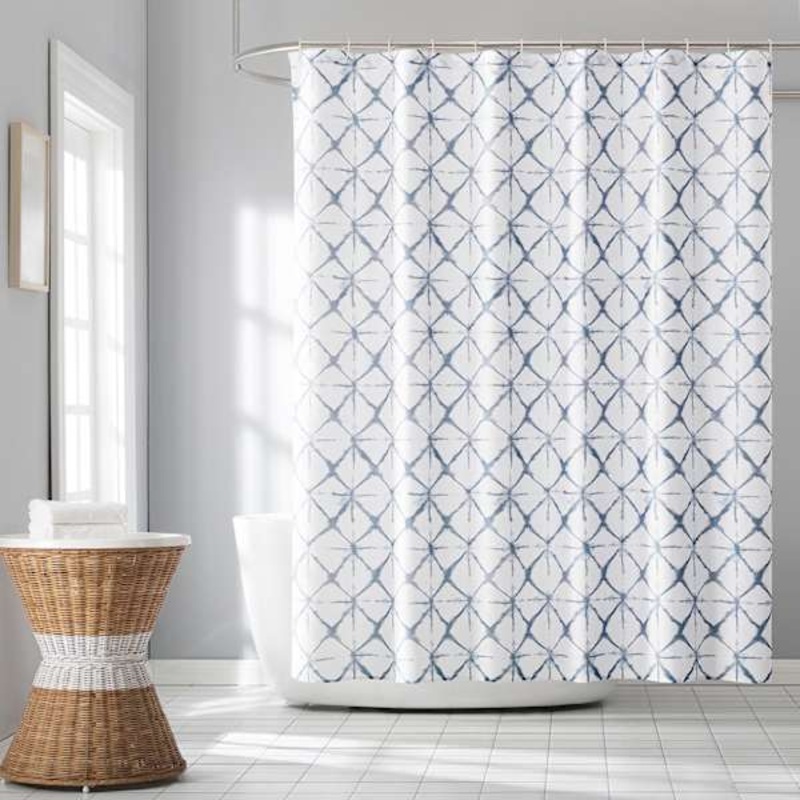 12-Piece Karma Shibori Blue Shower Curtain Set, 70×72